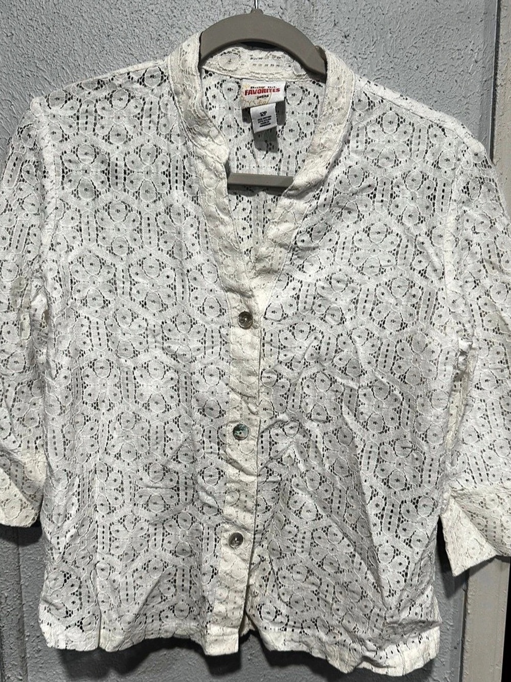 Ruby Red Favorites Paisley Button Front Blouse White Size 12P